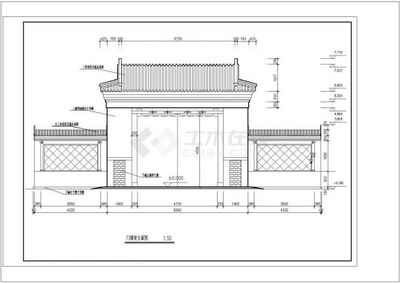 【大门建筑设计】古建大门建筑设计CAD全套施工图_土木在线